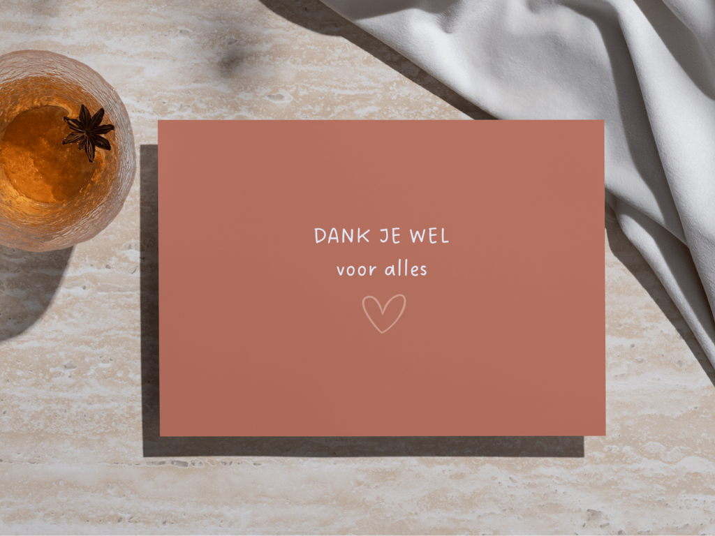 Wenskaart 'Dank je wel voor alles'