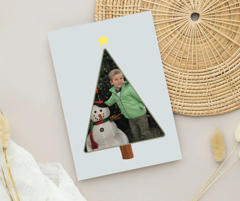 Kerstkaart met foto 'Beste wensen'