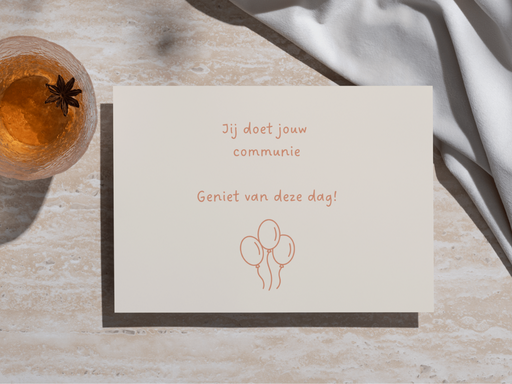 Wenskaart 'Communie ballon'