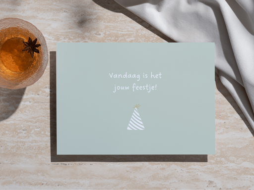 Wenskaart 'Feesthoed'