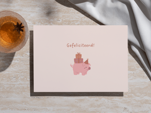 Wenskaart 'Feestvarken'