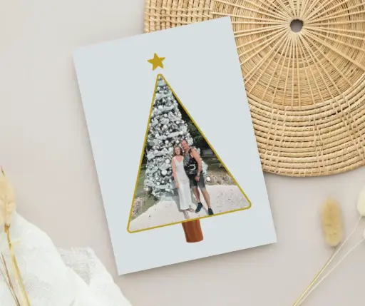 Kerstkaart met foto 'Beste wensen'