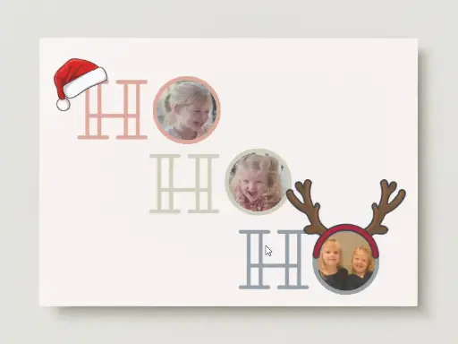 Kerstkaart met foto 'Ho ho ho'